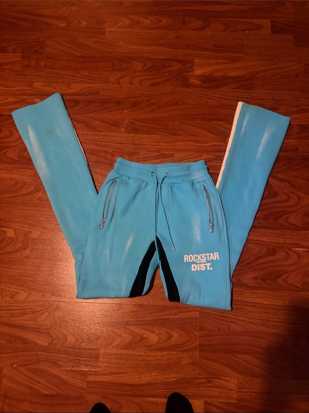 Men’s Rockstar Original Blue Colorblock Fleece Track Pants